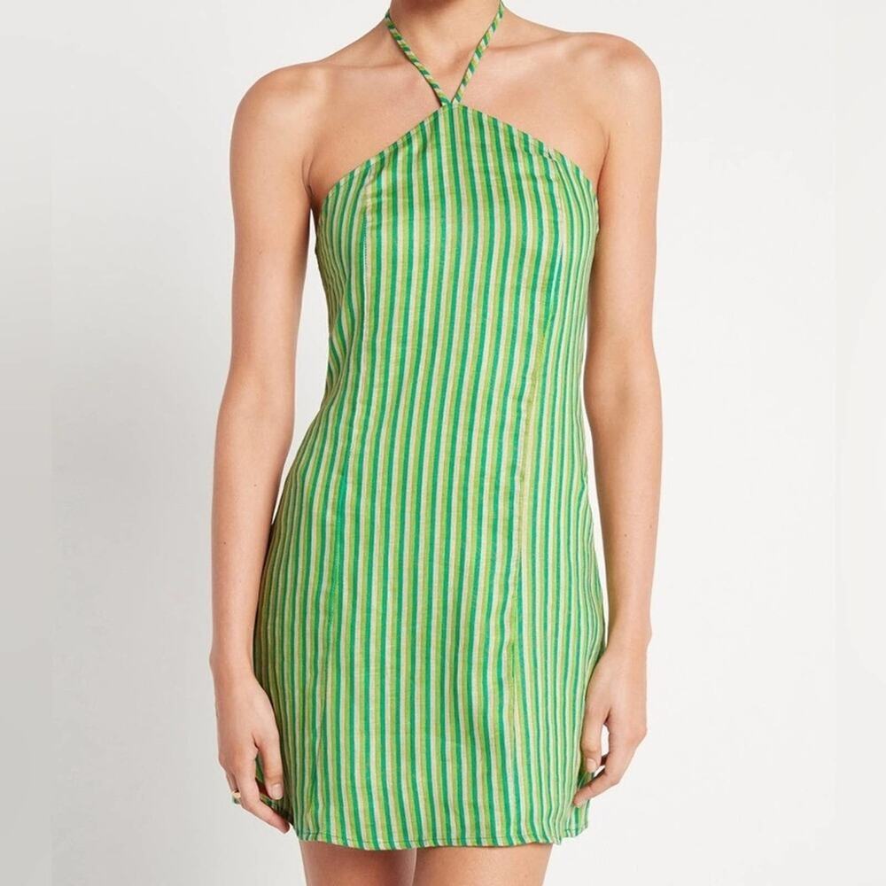 NWT Faithfulll the Brand Bau Bau stripe-print Mini Linen dress Size USA 8 - Picture 4 of 5